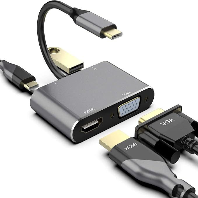 Adaptador USB C Para HDMI VGA 4K Hub 4 Em 1 3.0 OTG Porta PD De Carregamento MacBook Pro/Samsung