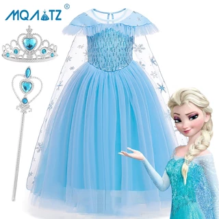 MQATZ Vestido Azul Para Meninas Princesa 2-10 Anos BX1635