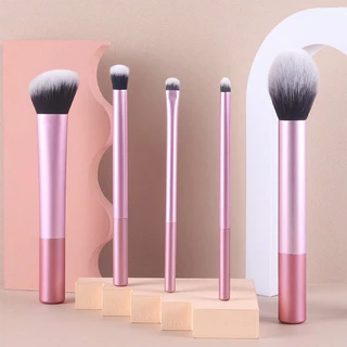 Conjunto de Escova de Maquiagem Rosa 5pcs Escova, Incluindo Escova Blush, Escova em Pó Solta, Escova de Contorno, Escova para Sombra Escova Multifuncional Adequada para Maquiagem Diária
