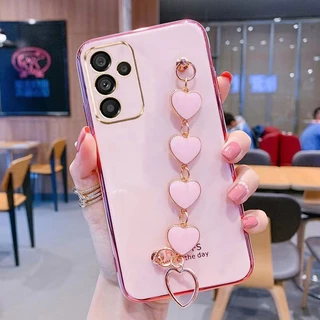 Capinha Samsung A14 A15 Galvanizada Em Forma De Coração Pulseira
