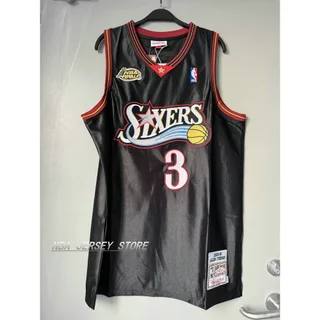 Novas Camisas De Basquete Masculinas Bordadas 2000-01 Finais 76ers 3 ALLEN IVERSON Jersey Preta