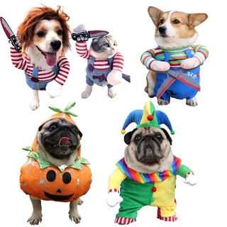 Cachorro Abóbora Vestir Roupas De Halloween Engraçadas De Transformação De Gato Capuz Cospaly