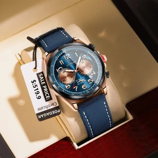 POEDAGAR Relógios Masculinos de Luxo Cronógrafo Relógio Esportivo Masculino Pulseira de Couro de Nylon Relógios Masculinos Data Relógio de Pulso Luminoso À Prova D 'Água Original Relógio de Quartzo para Homens