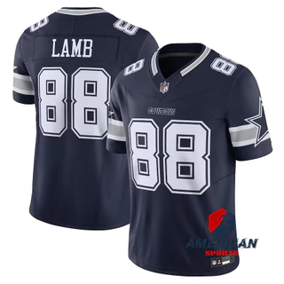 Camisa Masculina De Futebol Americano 2023-24 Dallas Cowboys CeeDee Cordeiro Azul Marinho Limitada
