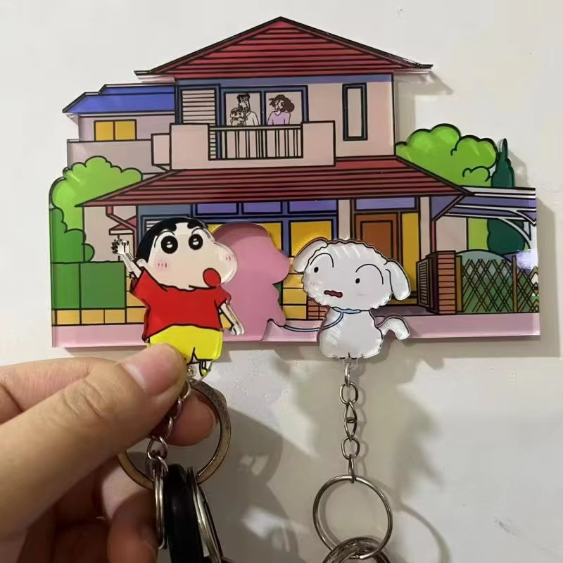 Crayon Shin-chan Porta-Chaves De Casal Fofo Prevenir Perda Pingente Home Decoração Frigorífico De Armazenamento De Adesivos