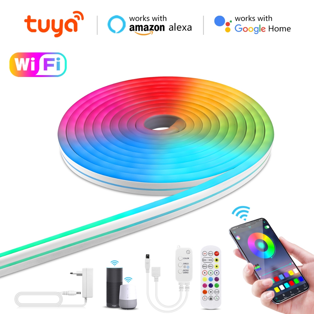 Luzes Luz Verde Alexa Tuya Smart Life WiFi RGB Neon Fita LED