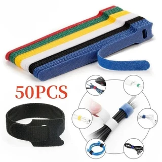 50PCS Cabo Organizador De Cabos De Nylon Macio Protetor De Fita Auto-Adesivo Para Laços De Fio