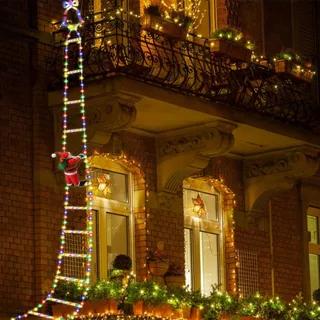 2024 Nova Decoração De Natal Papai Noel Escada Ilusoríaca RGB Luz Exterior