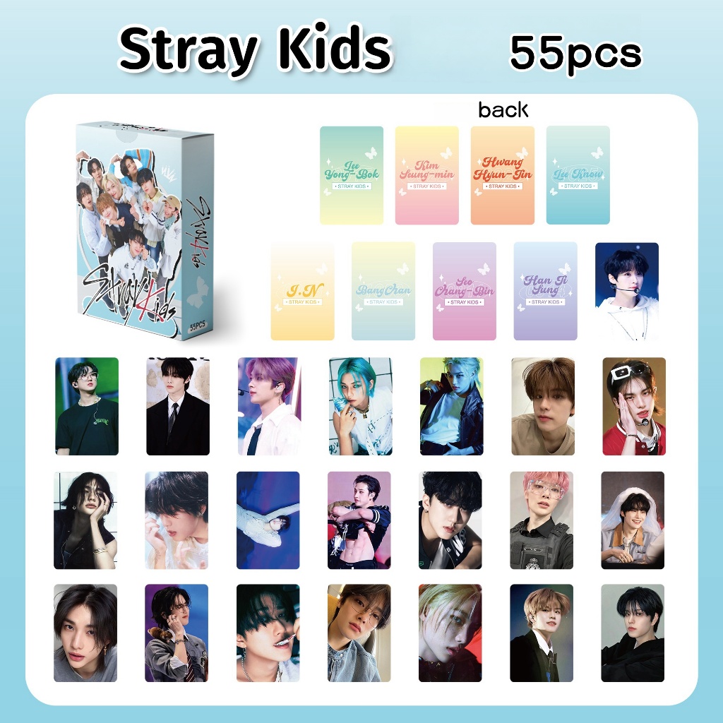 55 stuks Kpop Stray fotokaarten, Stray Lomo-kaarten, SK, SKZ