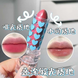 Herorange batom duplo fosco veludo batom de duas cores cor Nude brilho labial esmalte batom hidratante