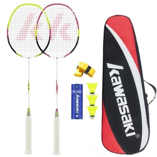 Kawasaki 2 Pçs Raquetes De Badminton Casal KD-3 Autêntico Fibra De Carbono Durável Ultra-Leve Dado 3 Peteca + Apertos