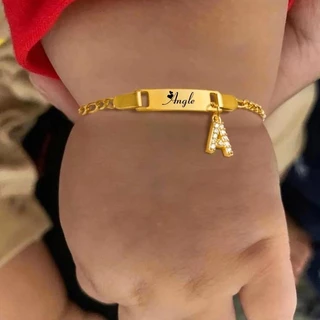 Pulseira De Nome Personalizado Com Iniciais Para Crianças Bebês , Gravação Gratuita Data De Identificação Aniversário Presente De Recém Nascido