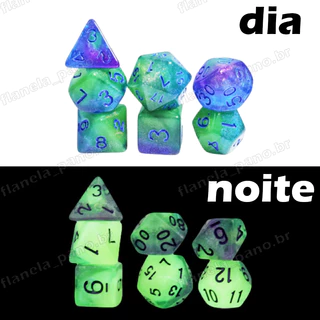 Jogo de Tabuleiro Multifacetado Dnd Tricolor Starry Sky Luminous Camaleão Colorido Dados Acrílicos para Dragões, Pathfinder, D&D e RPG