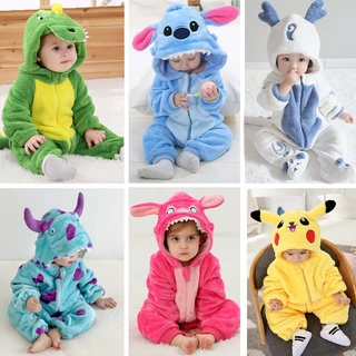 Ponto Azul Macacão De Bebê One Piece Kigurumi Newborn baby Jumpsuit Pikachu Dinosaur Sullivan Halloween Costume Bodysuit