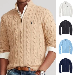 2024 Paul Sweater Camisola masculina de manga comprida roscada de manga comprida de outono de inverno RL Camisola de Pônei Bordado Casual H