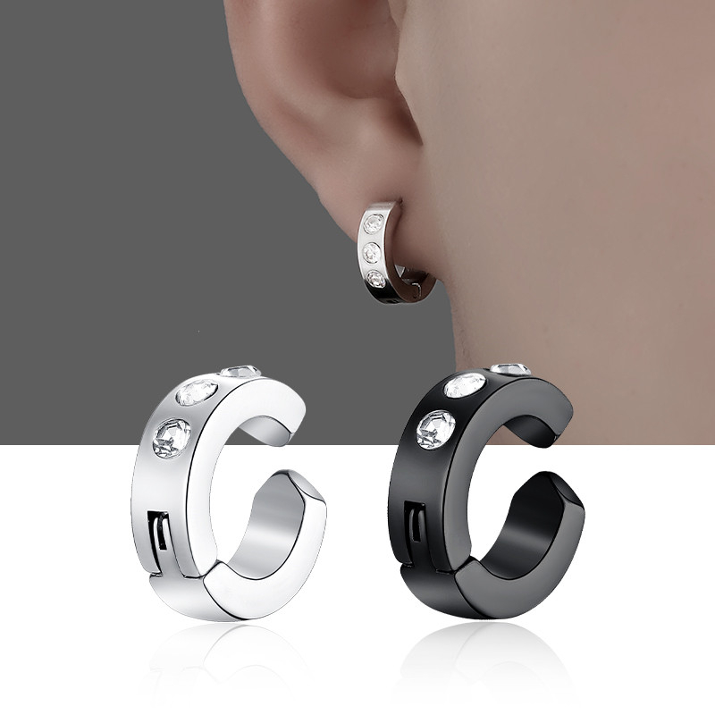 Orecchini A Cerchio Vintage 16mm - In Acciaio Chirurgico Ipoallergenico, Per Uomo E Donna, Argento E Nero - Foto 10