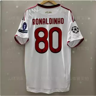 09-10AC Milão Fora Branco No . 32 Camisa De Futebol Beckham Kaka