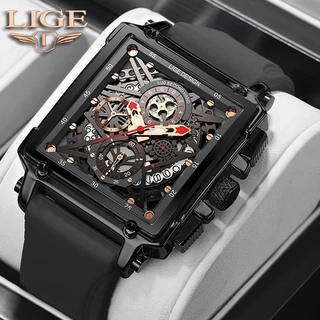 LIGE Relógio de negócios ao ar livre original masculino esportes à prova dwaterproof água luminosa relógio de quartzo silicone água cronógrafo relógios + caixa