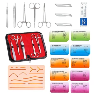 Kit De Sutura Para Estudantes De Medicina-(30 Peças) Com Almofada De Silicone Durável Ferramentas Prática Roscas E Agulhas em Oferta na Shopee
