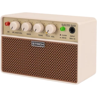 Mini Baixo Ampère De 10W-Amplificador Portátil , Recarregável Para Prática De Guitarra Com Canais Clean & Drive