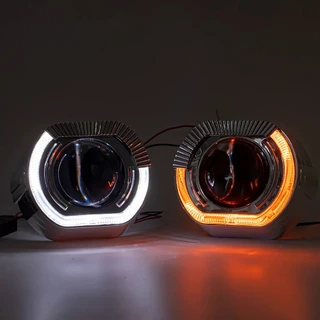 2PCS 2.5 3.0inch BM-W led Sport Black Shrouds Guia Quadrado Olhos De Anjo Branco Amarelo Estilo De Carro DRL Anel Halo Para Lente Bi-xenon