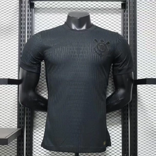 2425 Colintian Player Versão mais recente Away Black Short-Sleeved Football Jersey Homens
