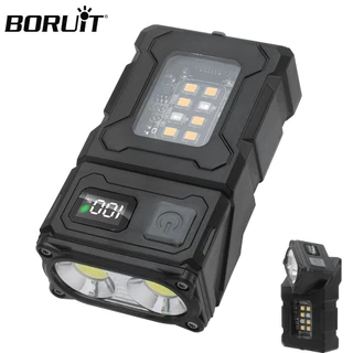BORUiT 180 ° Lanterna LED Giratória Com Chaveiro USB Recarregável Visor Magnético De Energia