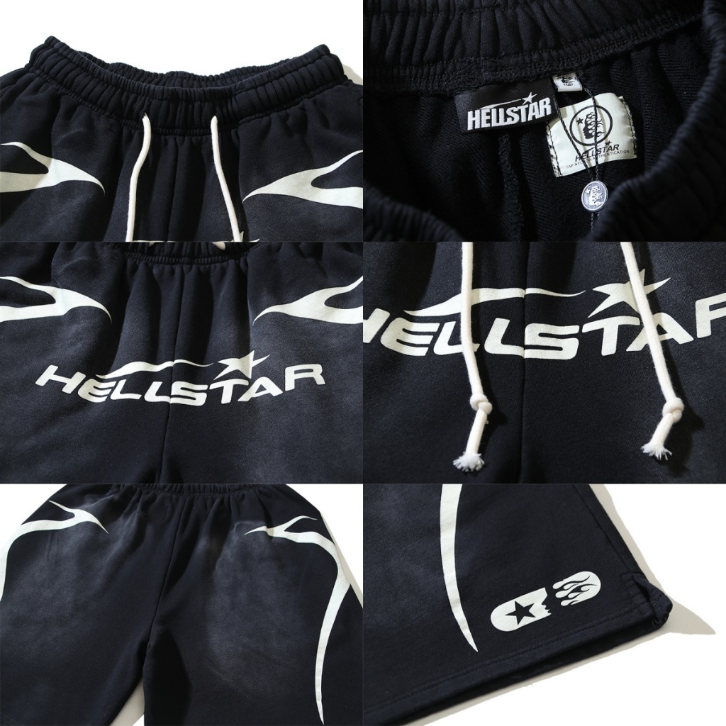 HELLSTAR SWEATS HALF PANTS Mサイズ HELLSTAR CAP 10 High Street Casual Loose Sports Shorts para Homens