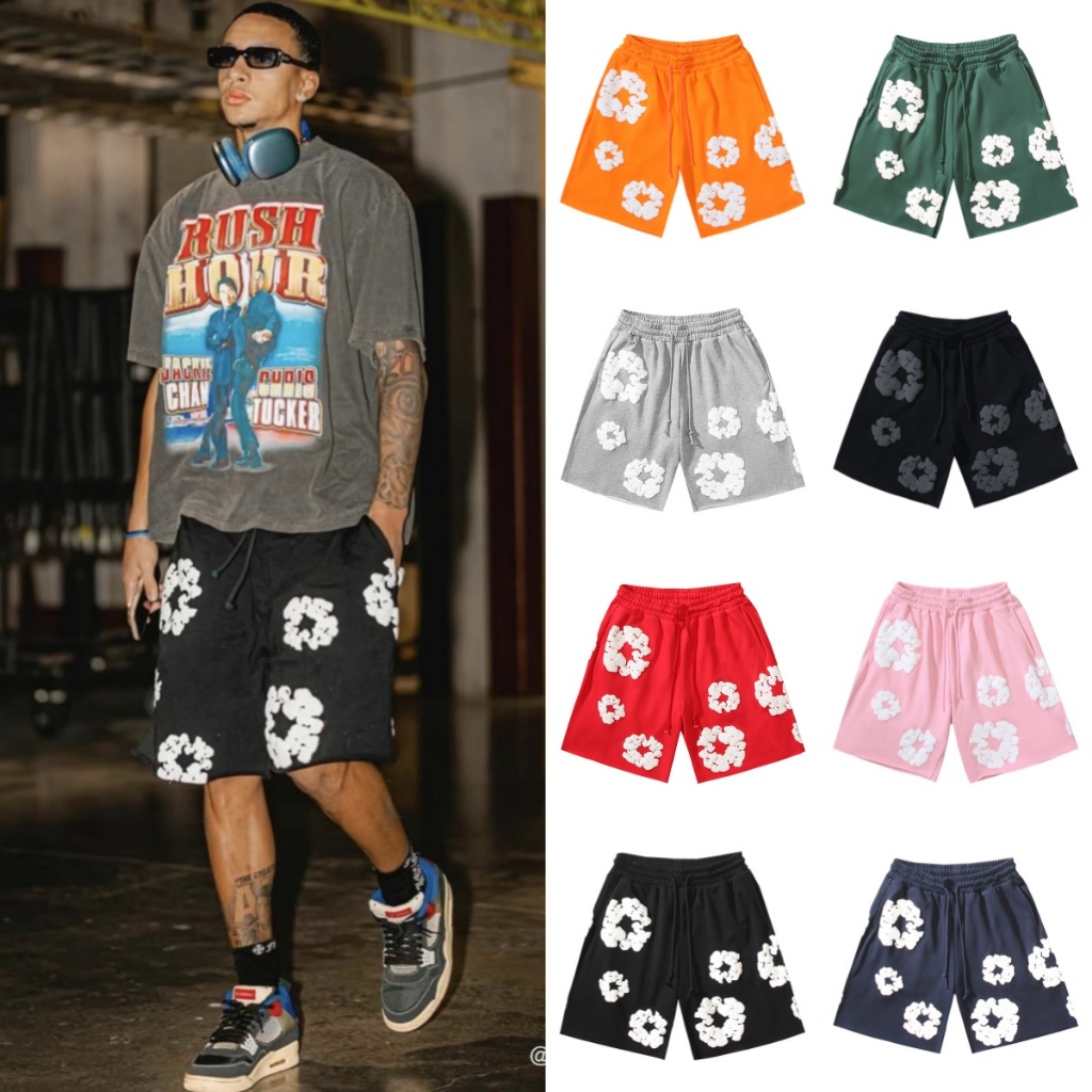 DENIM TEARS Kapok Espuma Impresso Moda Masculina High Street Loose Verão Hip Hop Casual Shorts