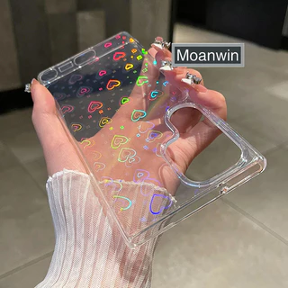 Luxo Laser Heart Lovecapa Transparente Para Samsung Galaxy S24 S23 S22 Ultra Plus S23 FE A15 A25 A35 A55 A14 A34 A54 A53