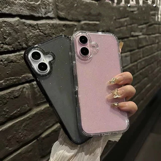 Para O iPhone 16 Luxo Bling Glitter Estojo De Telefone Transparente Case Celular Capinha Capa Para 16 15 14 13 12 11 Pro Max Plus X Xs XR 7 8 SE2020
