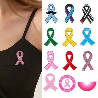 14 Estilos Broche De Lapela Fita Vermelha Rosa Púrpura Câncer De Mama Conscientização Sobre O Crachá De Boas Festas Símbolo Público De