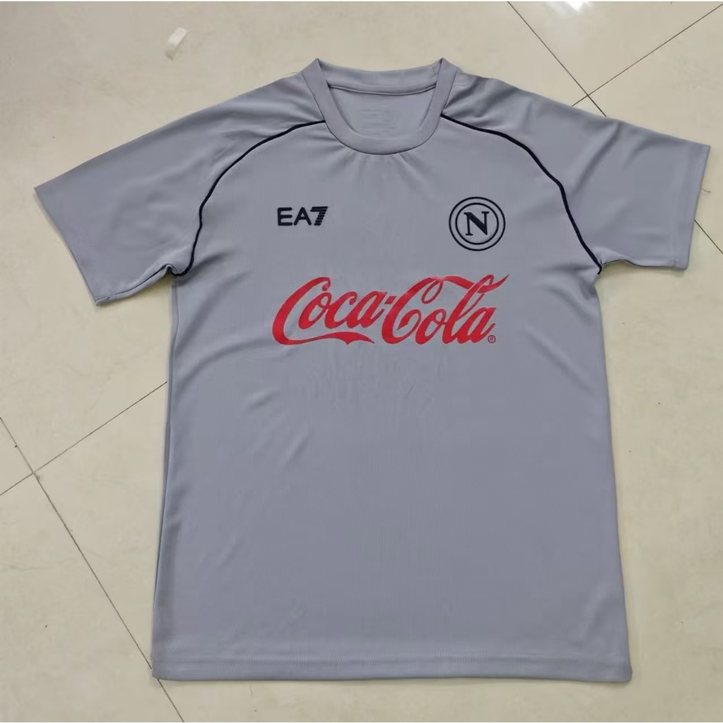 Camiseta De Futebol 24/25 Esporte Napoli Cinza Treinamento Do Time De Masculino De Manga Curta