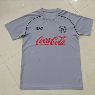Camiseta De Futebol 24/25 Esporte Napoli Cinza Treinamento Do Time De Masculino De Manga Curta