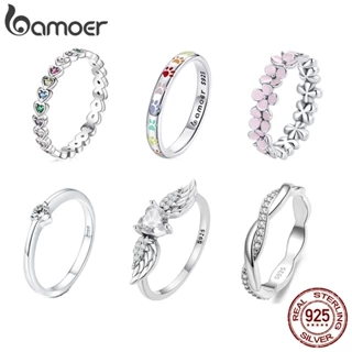 Bamoer 925 Silver Simple Ring Fashion Jewellery Para Meninas Femininas