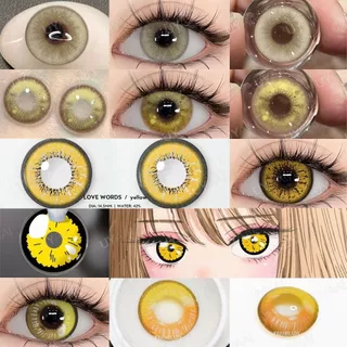 UYAAI 1lente De Contato Amarela De Pele Maquiagem Beleza Anualmente Suave Moda Saúde Anime Cosplay Olhos Amarelos Estojo Sem