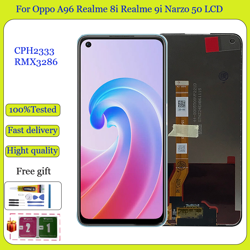 DISPLAY LCD +TOUCH SCREEN per OPPO A96 4G CPH2333 SCHERMO VETRO NERO 6