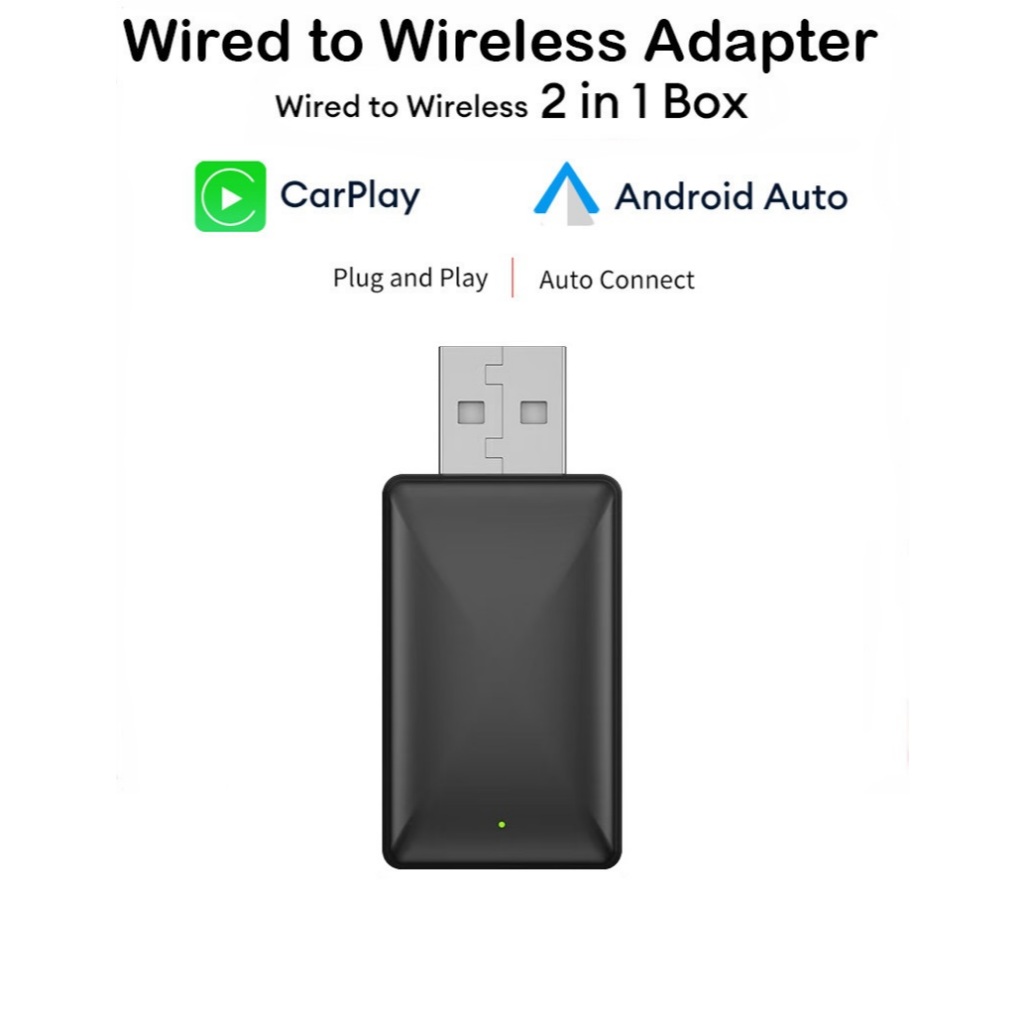 Mini Com Fio Para Sem 2 Em 1 AI Box Carplay 5G Wif & Bluetooth 5.0 Android Auto Plug and Play Conexão Não Indutiva