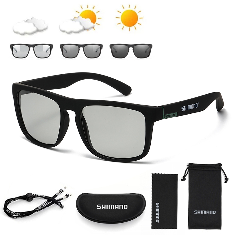 SHIMANO Óculos De Pesca Fotocrômicos UV400 Homens Mulheres Sol Esportivos Polarizados Para Ciclismo Dirigir Caixa Livre