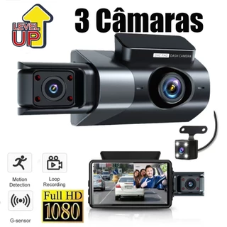 Câmera Dashcam De 3 " Com Lente Dupla Frontal E Traseira 1080P Gravadora De Vídeo DVR Car G-Sensor Night Vision