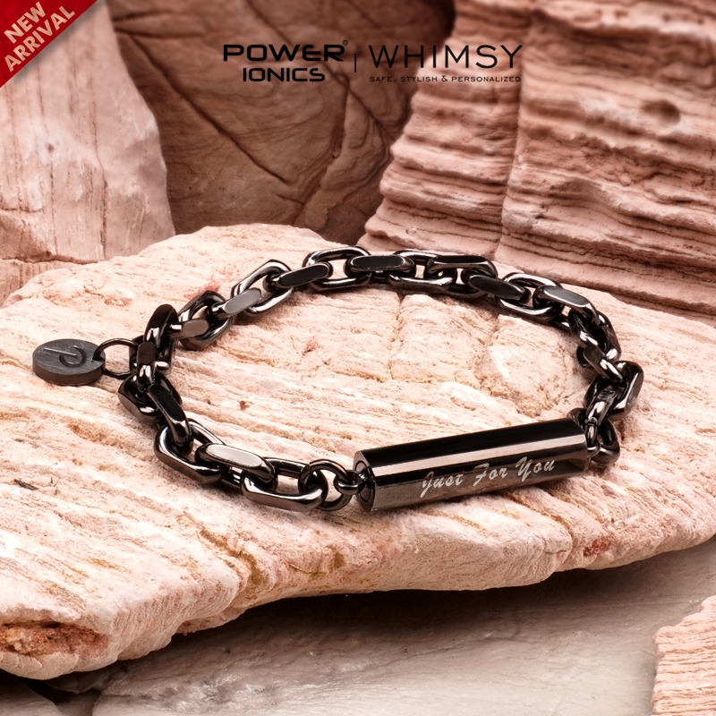 POWER IONICS Vintage Heavy Cuban Link Bracelet Homens Mulheres Meninos Moda Punk Bangles Jóias Engrave