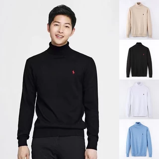 2024 Camisola masculina de algodão puro puro puro Paul Tricotada Half High Zipper Polo Sweater Outono Inverno Cor Sólida Rosqueada Manga Longa RL Camisola Pony Sweater Bordada