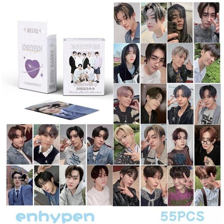 Lot 60 Cartes Photo + 32 Autocollants ENHYPEN (Heeseung, Sunoo, Sunghoon, NI-KI...) - Format 8.6x5.7 Cm | Collection Fan Engene
