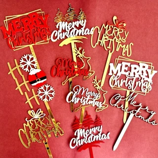Feliz Cobertura De Bolo De Natal , Acrílico De Camada Dupla Decoração Para Festa Temática