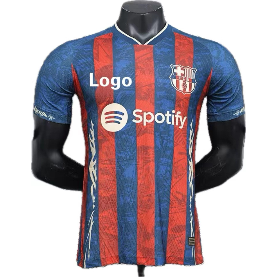 Barce 24-25 Manga curta vermelha azul | Suéter de futebol | Camiseta masculina Jersey