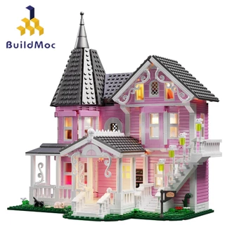 BuildMOC Série Criativa Modelo Coraline Pink Palace Building Blocks Brinquedos Educativos DIY 1349PCS Tijolos MOC Set Para Crianças Presente De Natal