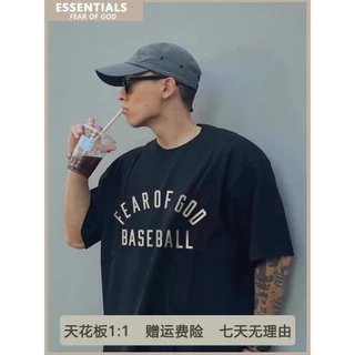 Camiseta EssentialsBASEBELL Com Letras Soltas FEAR OF GOD