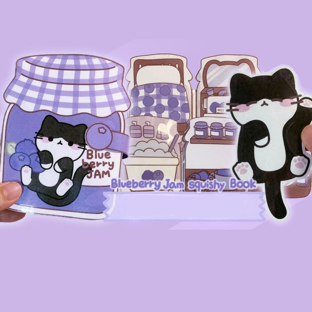 Blueberry Jam Cat Quiet Book Material De Bricolagem Feito À Mão