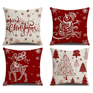 Feliz Natal Vermelho Capa De Travesseiro Linho 70 × 70.60 60.50 50.45.40 40 . Cantik Almofadas Para Sofás Domésticos Almofadas.caixas De Cama Decoração De