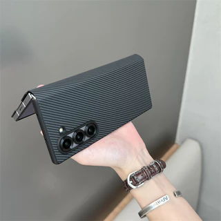 Para Samsung Galaxy Z Fold 6 5 4 Case Padrão De Fibra De Carbono Couro Matte Hard PC Tampa Flip Casing Anti-Impressão Digital